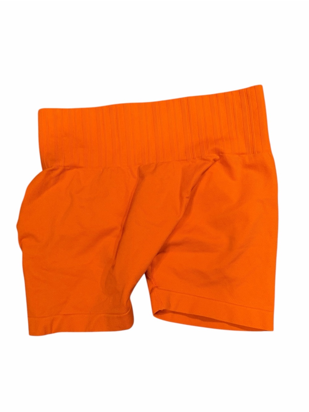 Seamless Ribbed Waist Orange Bike Shorts for Women